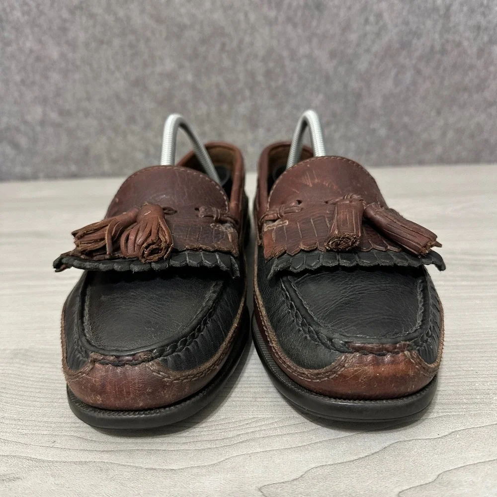 Johnston & Murphy Aragon II Kiltie Tassel‎ Loafers Mens 10 Black Brown Leather